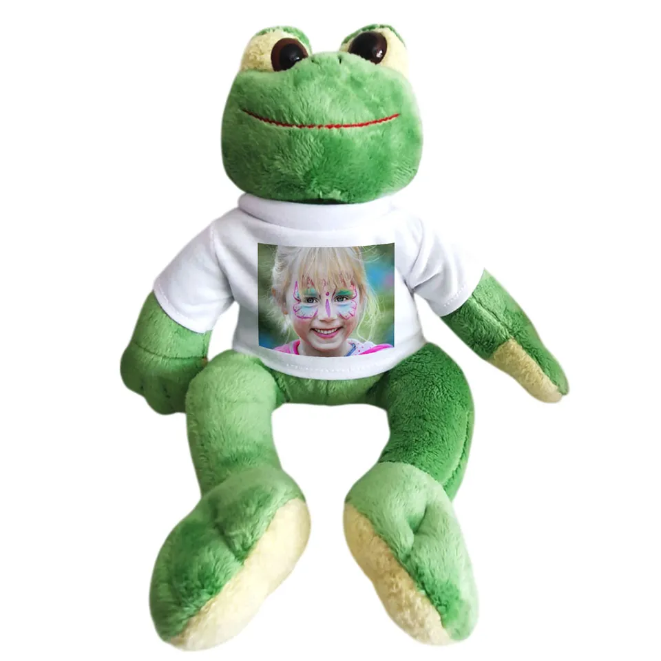 geschenke364-kuscheltier-stofftier-frosch-mit-foto-t-shirt image 1