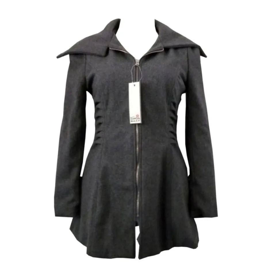 cipo-baxx-damen-jacke-grau-gr-s-gro-er-kragen-wolle image 1