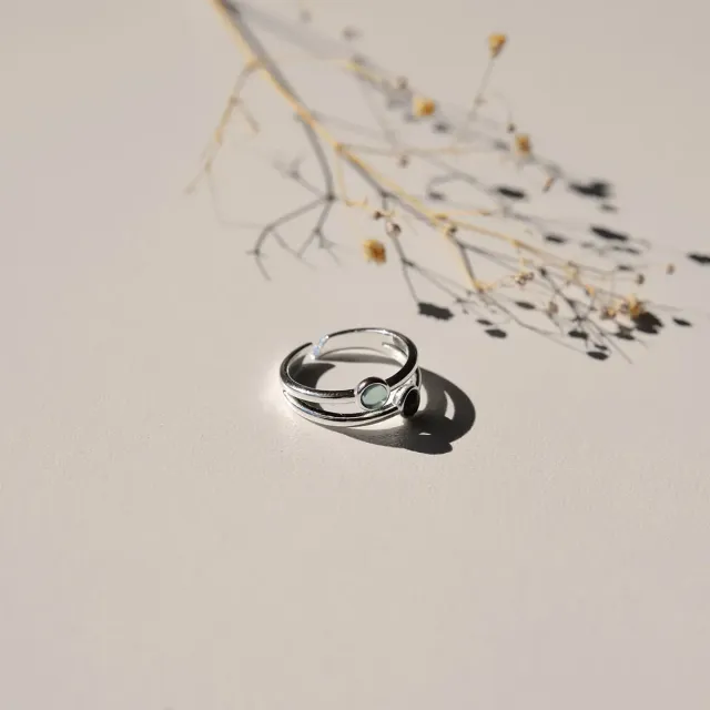vinoos-ode-to-green-doppelring-silber-t-rkis-schwarz image 1