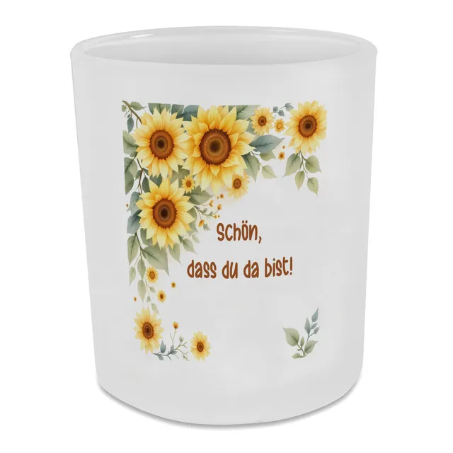 geschenke364-kerzenhalter-teelichtglas-sonnenblumen-danke-8-cm image 1