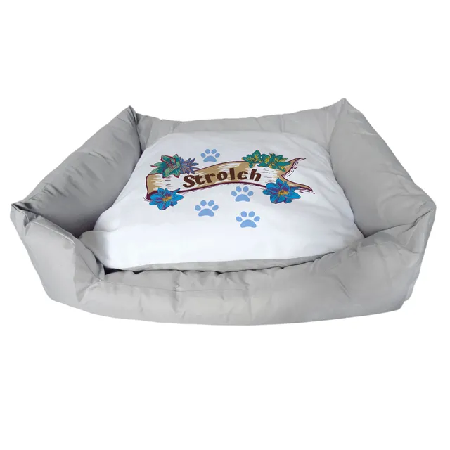 geschenke364-k-rbchen-hundebett-mit-name-blumen-blau-65x55-cm image 1