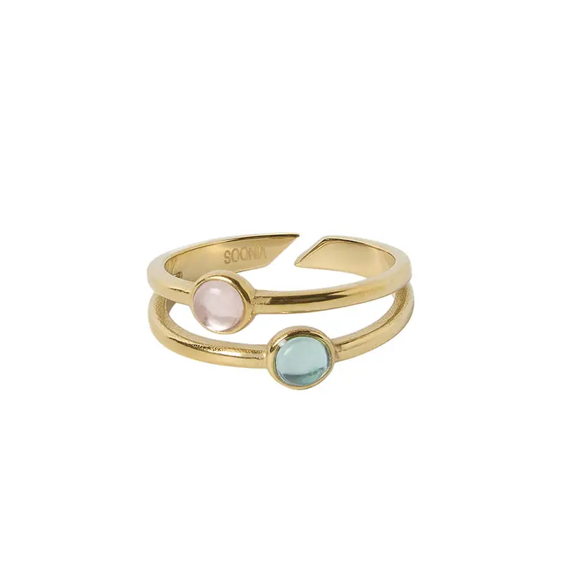 vinoos-ode-to-green-doppelring-gold-t-rkis-rosa image 4