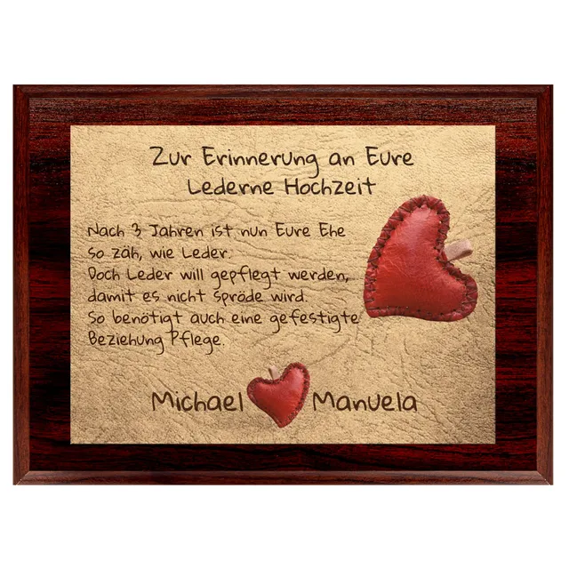 geschenke364-holztafeln-3-hochzeitstag-lederne-hochzeit-holztafel-mit-namen image 1