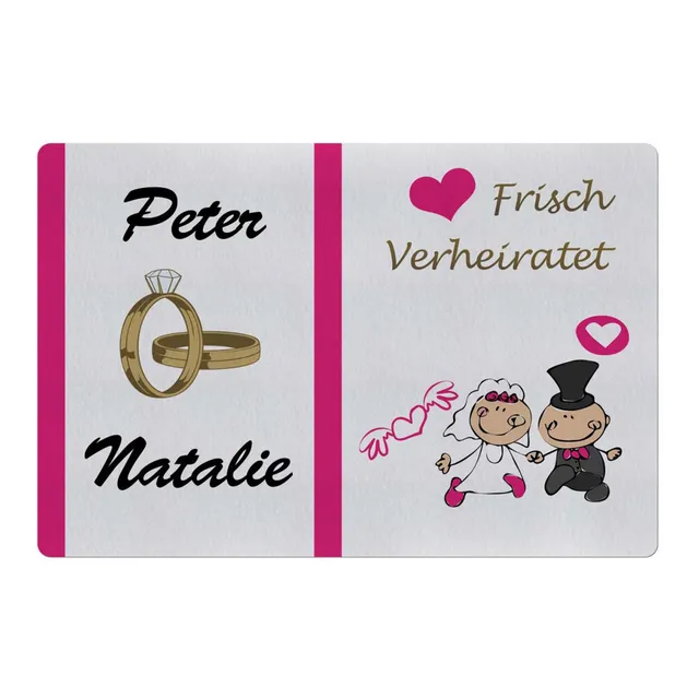 geschenke364-fu-matte-frisch-verheiratet-namen-60x40-hochzeit image 1