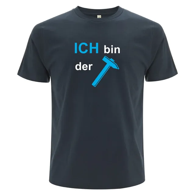 geschenke364-ich-bin-der-hammer-t-shirt-denim-biobaumwolle-herren image 1