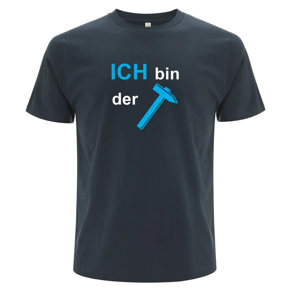geschenke364-ich-bin-der-hammer-t-shirt-denim-biobaumwolle-herren image 1