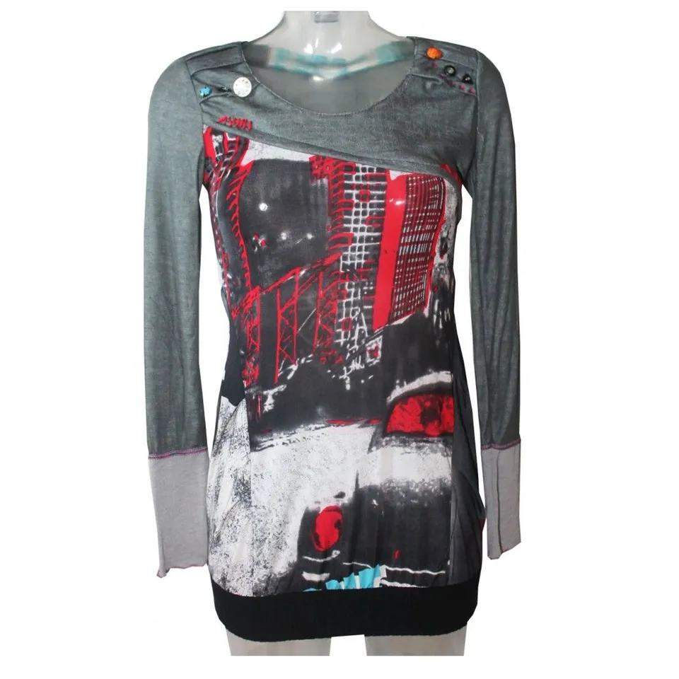 geschenke364-damenmode-long-pullover-print-grau-rot-gr-s-d-nn image 1