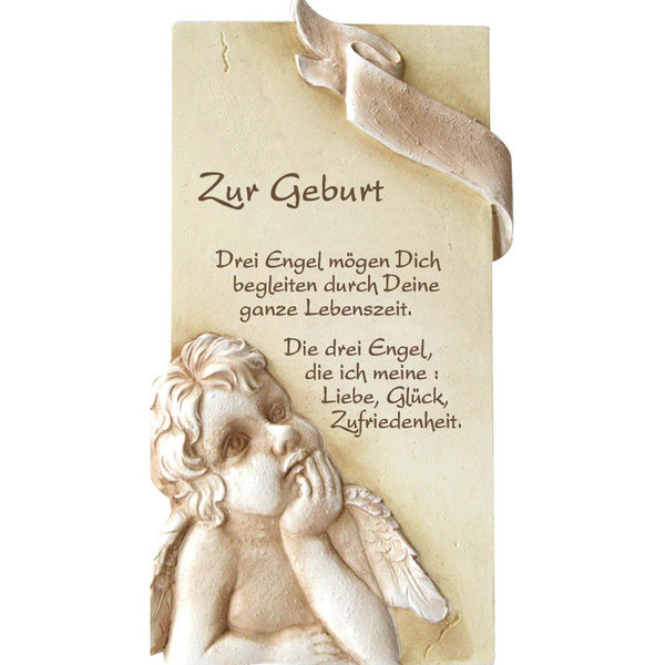 geschenke364-heimdeko-spruchplatte-geburt-drei-engel-15x7-5-cm image 1