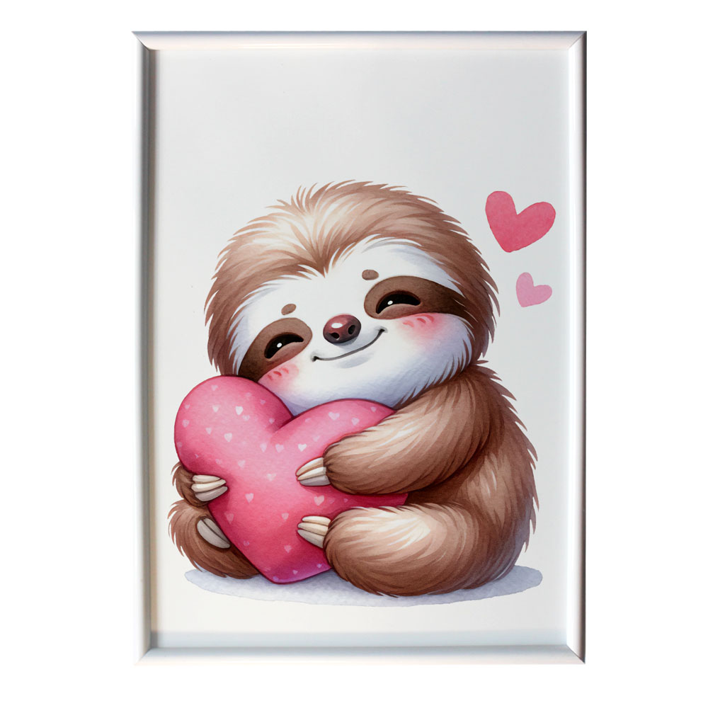 geschenke364-wandbilder-alu-tafel-valentinstag-faultier-bild-im-rahmen image 2