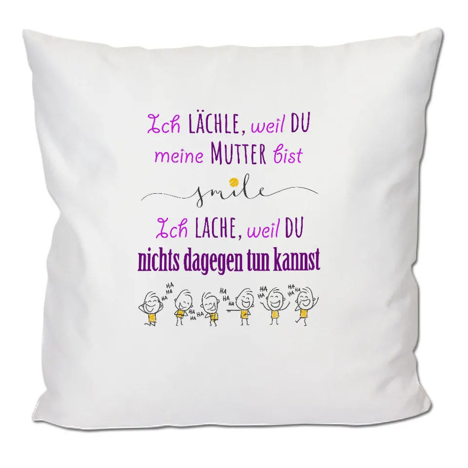 geschenke364-kissen-mama-ich-lache-deko-40x40-wei-witzig image 1