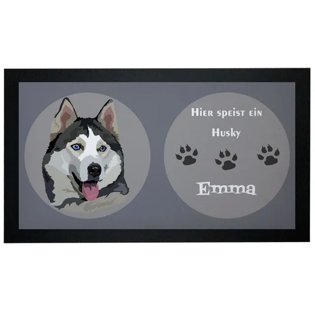 geschenke364-futtermatten-napfunterlage-husky-mit-name-futtermatte-rutschfest image 1