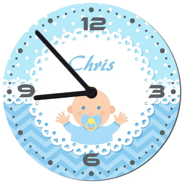 geschenke364-uhren-wanduhr-junge-baby-mit-name-20-cm-personalisiert image 1
