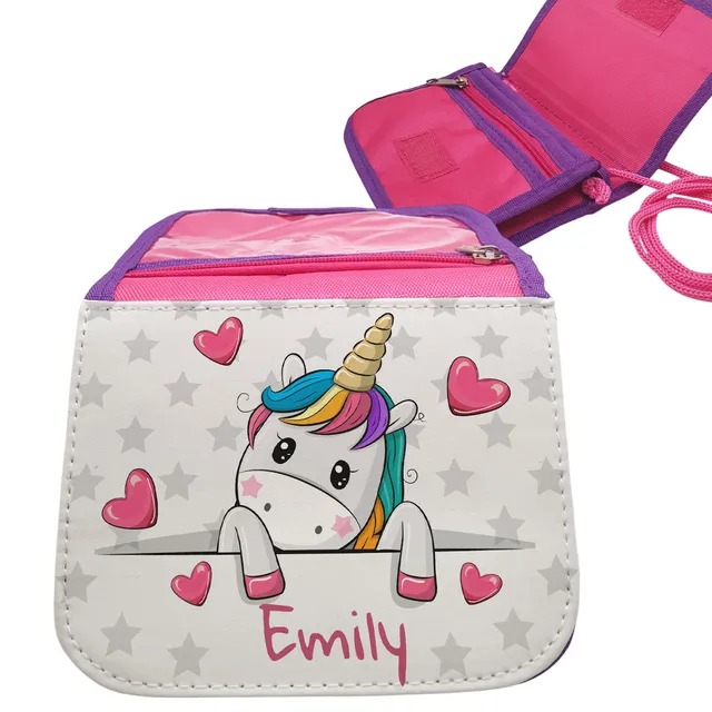 geschenke364-geldbeutel-m-dchen-brustbeutel-einhorn-rosa-mit-name-10x12-5 image 1