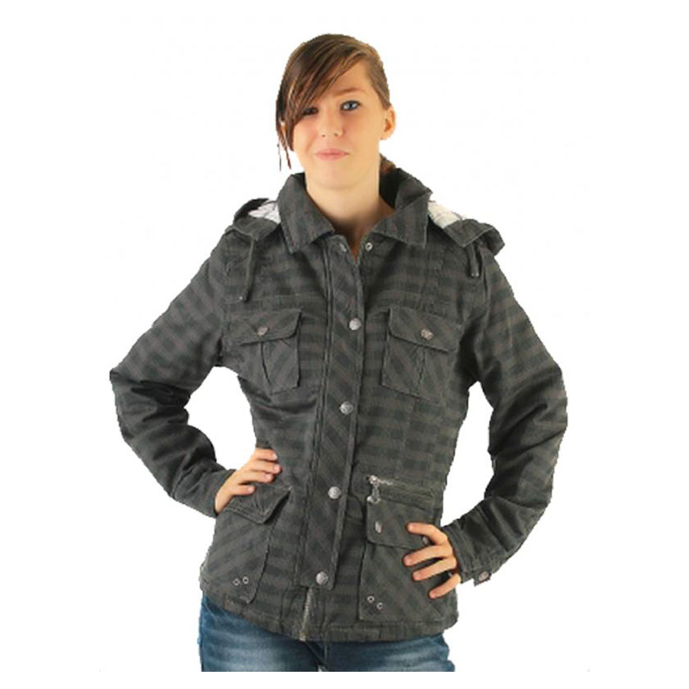 karo-jacke-damen-mit-kapuze-khaki-baumwolle-taschen image 1