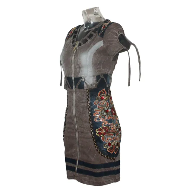 geschenke364-damenmode-kleid-minikleid-signet-3232-braun-stickerei image 1