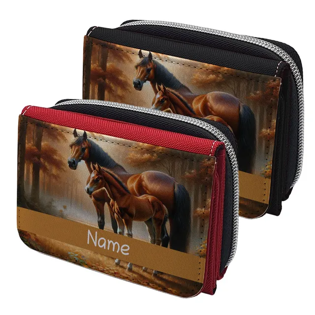 geschenke364-pferd-mit-fohlen-geldbeutel-mit-name-schwarz image 1