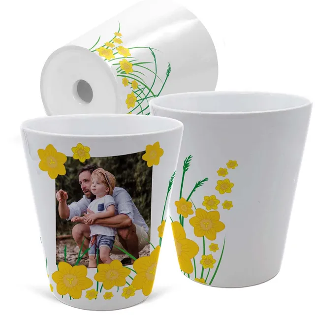 geschenke364-blumentopf-vase-blumentopf-mit-foto-gelbe-blumen-10-cm image 1