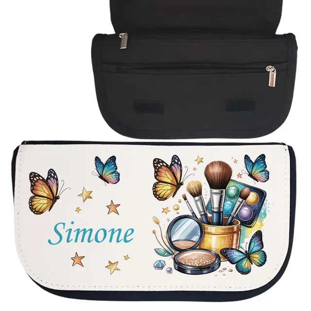 geschenke364-geldbeutel-kosmetiktasche-mit-name-schmetterlinge-schwarz image 1