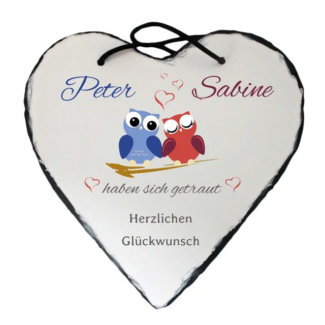 geschenke364-eulen-schiefer-herz-zur-hochzeit-mit-namen image 1