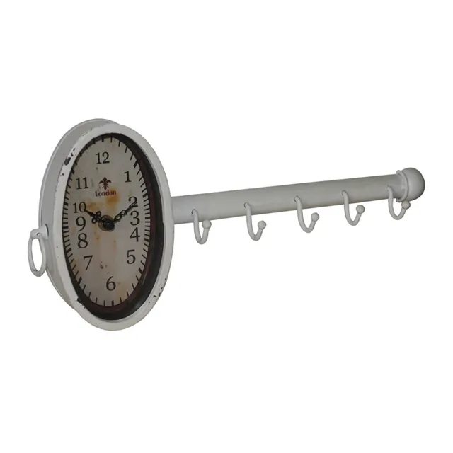 geschenke364-uhren-wanduhr-mit-kleiderhaken-antik-optik-40-cm image 1