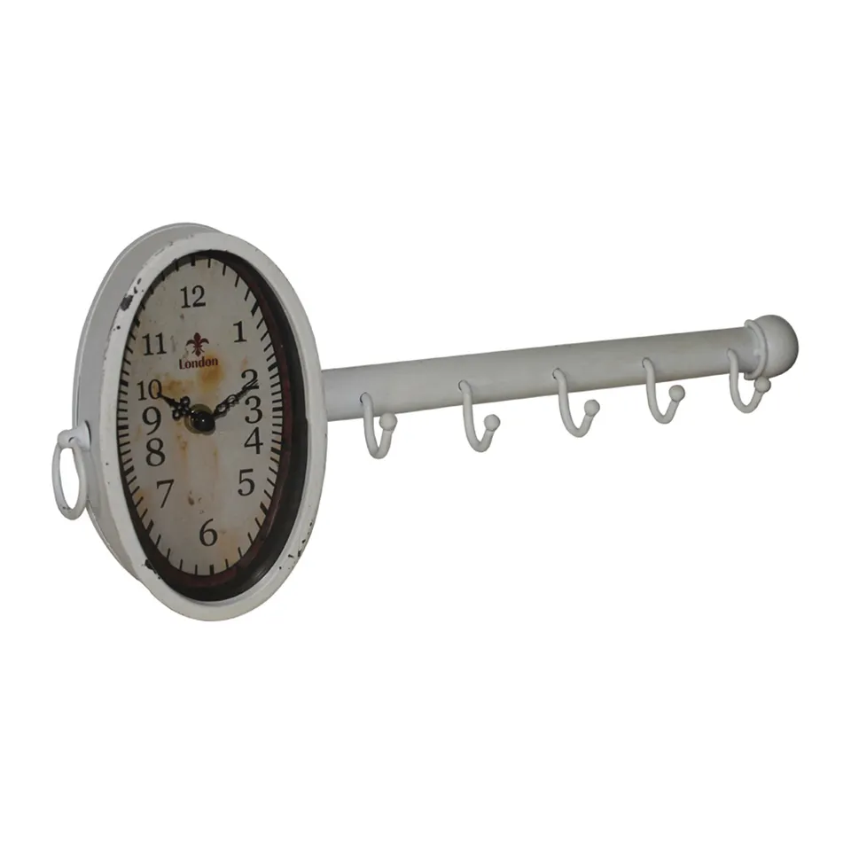 geschenke364-uhren-wanduhr-mit-kleiderhaken-antik-optik-40-cm image 1