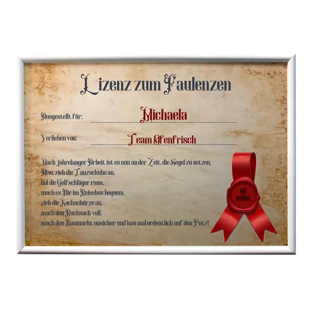 geschenke364-wandbilder-lizenz-faulenzen-ruhestand-mit-name-a4 image 1