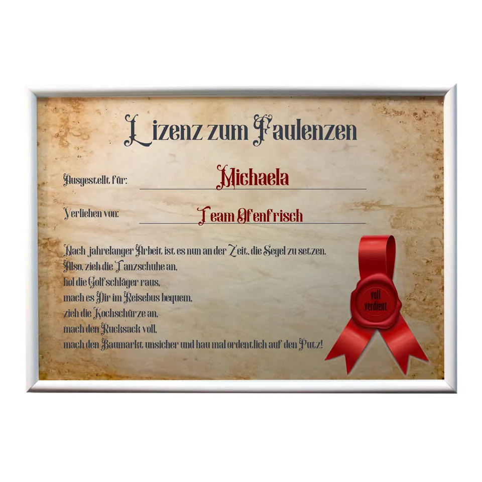 geschenke364-wandbilder-lizenz-faulenzen-ruhestand-mit-name-a4 image 1