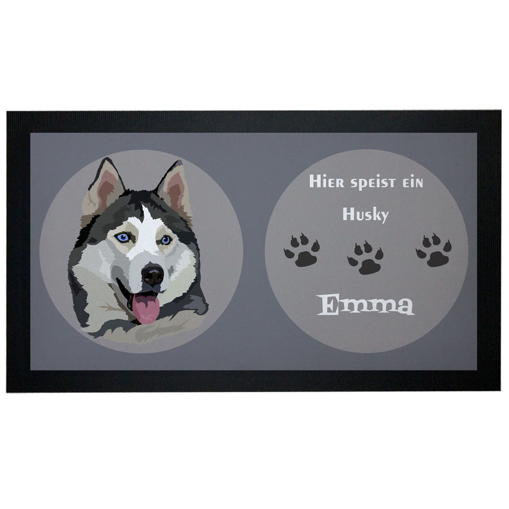 geschenke364-futtermatten-napfunterlage-husky-mit-name-futtermatte-rutschfest image 1