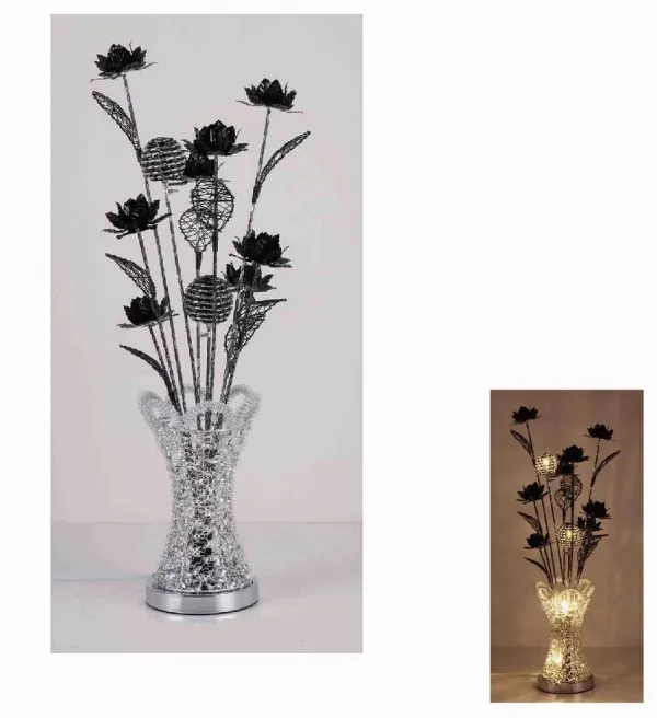 geschenke364-heimdeko-blumen-lampe-schwarz-vase-tischleuchte-80-cm image 1