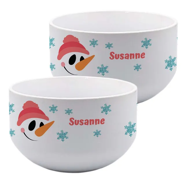 geschenke364-sch-sseln-schneemann-schneeflocken-mit-name-600-ml image 1