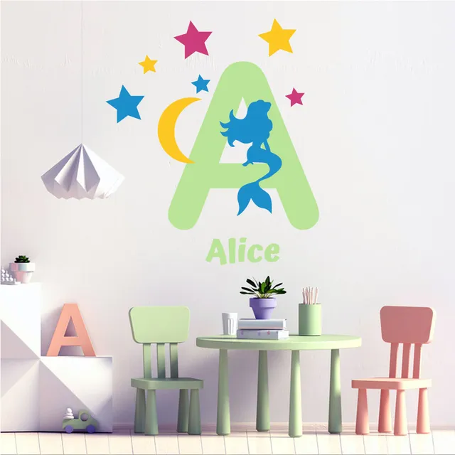geschenke364-kinderzimmer-wand-tattoo-buchstabe-mit-name-einhorn image 1