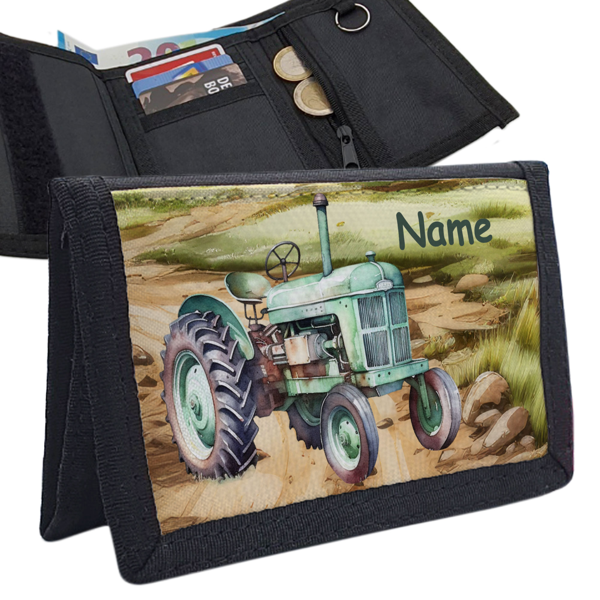 kinder-geldbeutel-traktor-mit-namen-schwarz-13-cm image 8