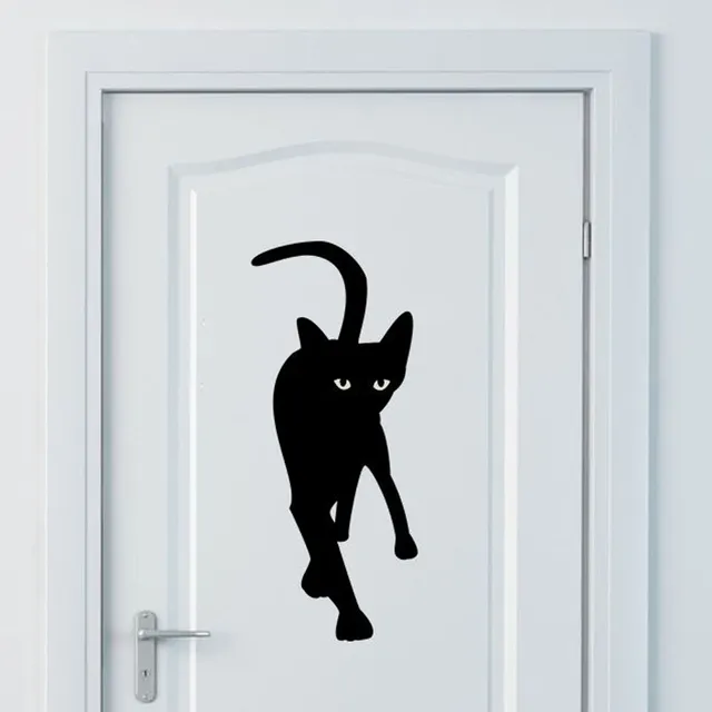 geschenke364-wohn-schlafzimmer-wandtattoo-katze-schwarz-30x70cm image 1