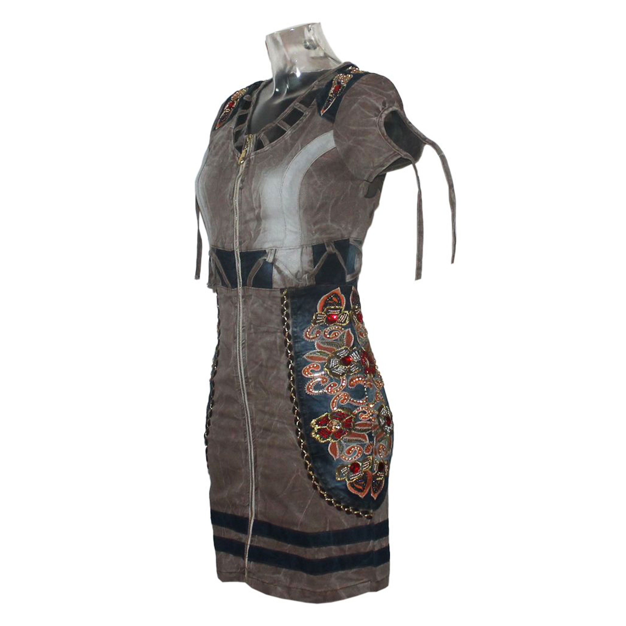 geschenke364-damenmode-kleid-minikleid-signet-3232-braun-stickerei image 1