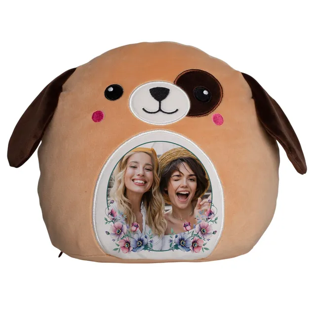geschenke364-kuscheltiere-hund-kuschelkissen-mit-foto-blumenrahmen image 1