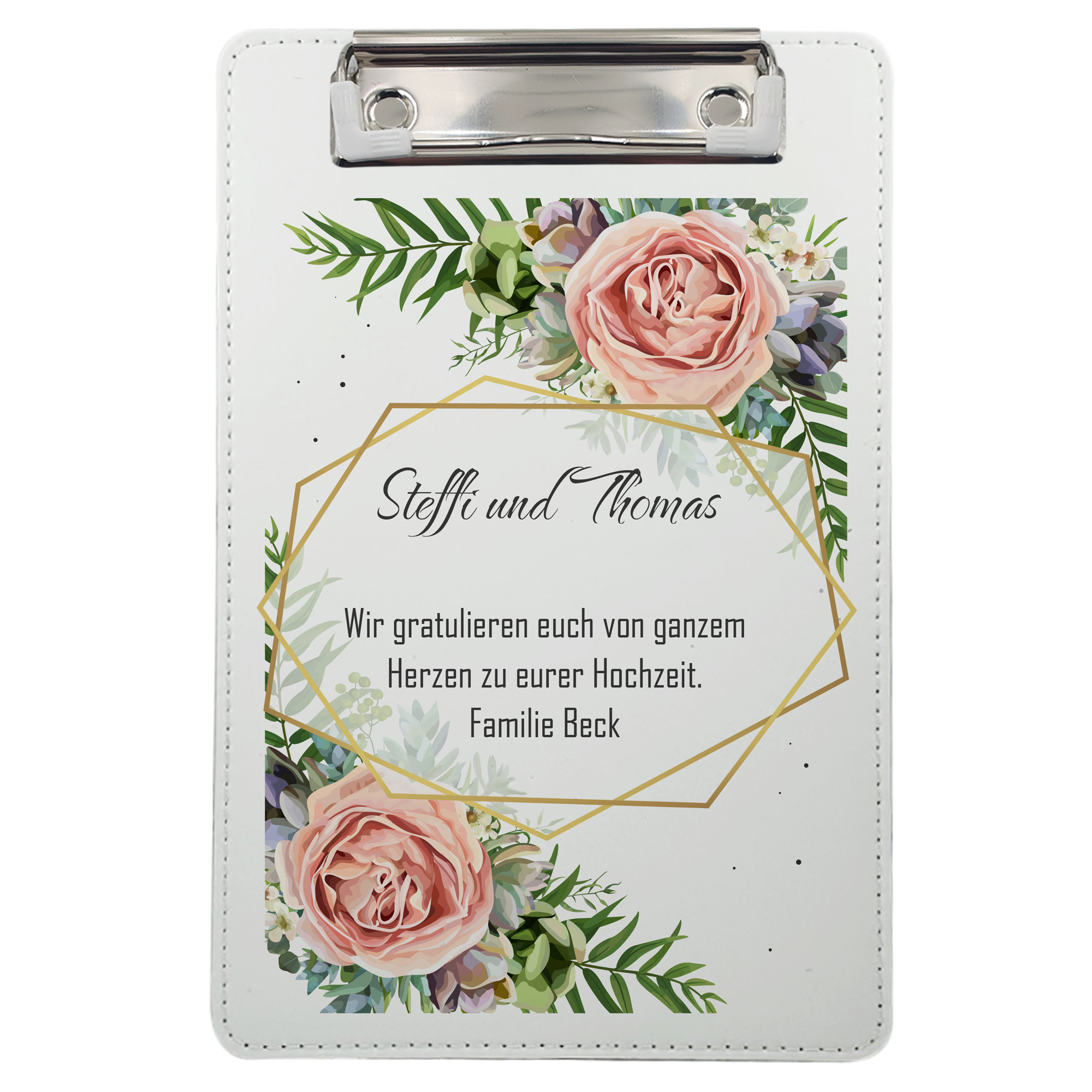 geschenke364-klemmbrett-hochzeit-klemmbrett-a5-mit-namen-personalisiert image 1
