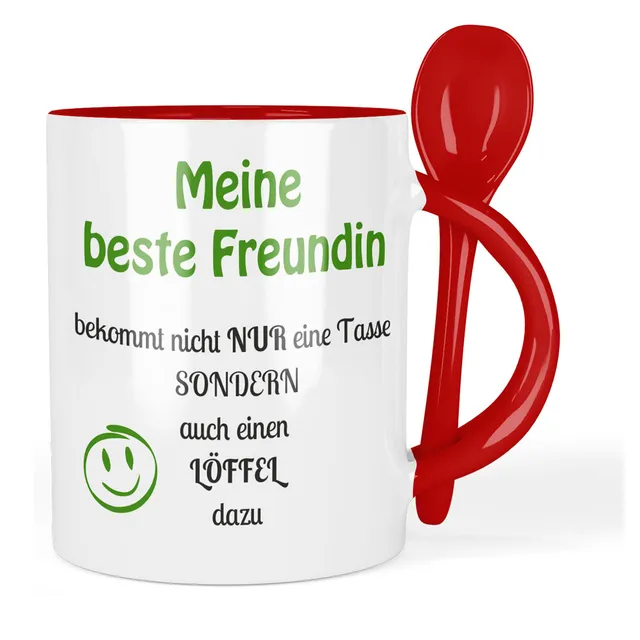 geschenke364-heimdeko-tasse-mit-l-ffel-freundin-rot-330-ml image 1