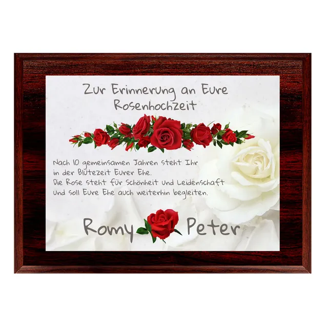 geschenke364-rosenhochzeit-holztafel-10-hochzeitstag-mit-namen image 1