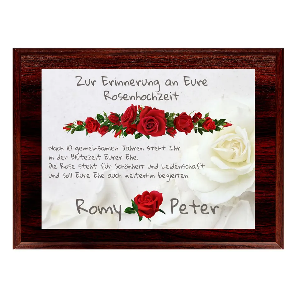 geschenke364-rosenhochzeit-holztafel-10-hochzeitstag-mit-namen image 1