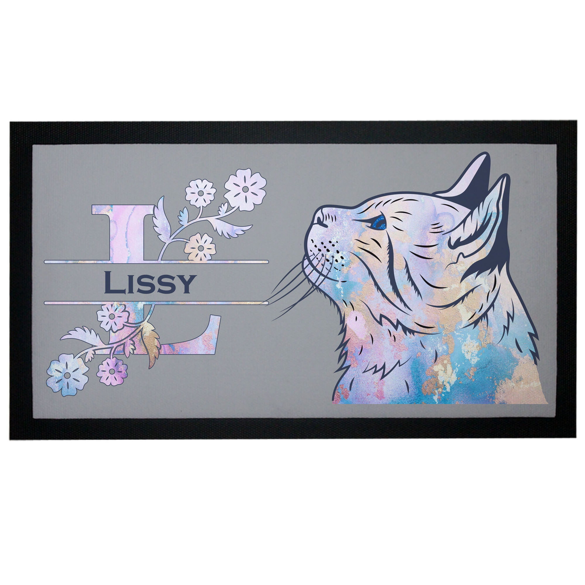 geschenke364-futtermatten-napfunterlage-katze-mit-name-floral-pastell-personalis image 1