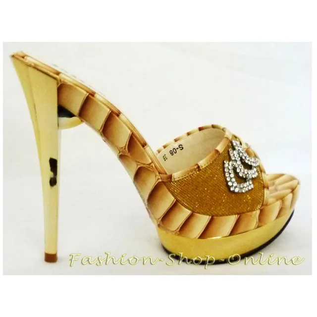 geschenke364-damenmode-pumps-schuhe-gold-pfennigabsatz-goldfarben image 1