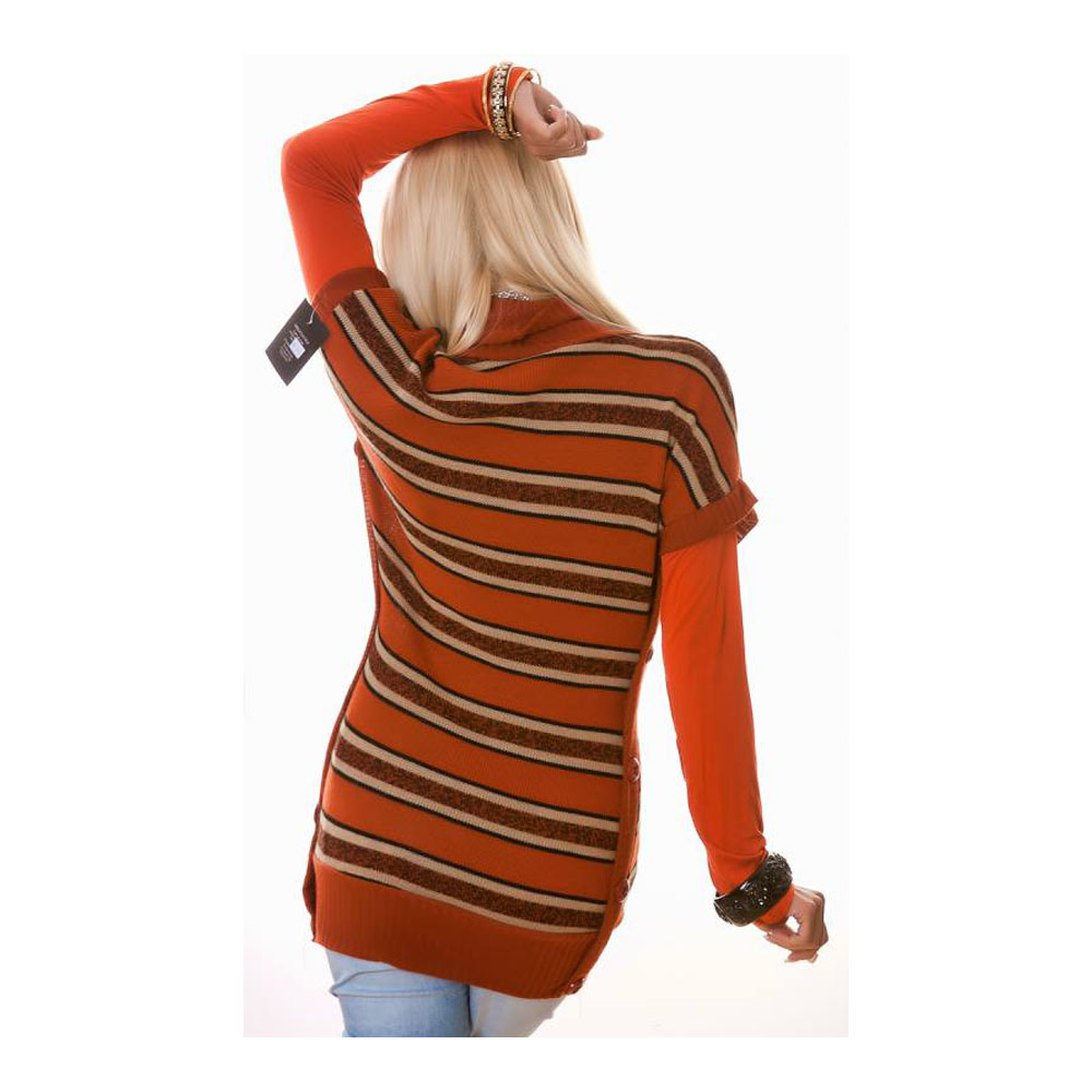 geschenke364-damenmode-long-pullover-double-look-braun-beige image 2