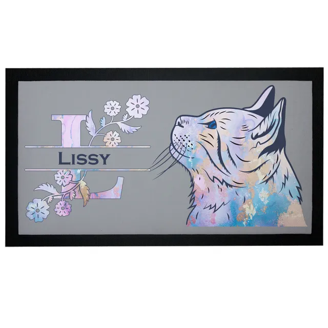 geschenke364-futtermatten-napfunterlage-katze-mit-name-floral-pastell-personalis image 1
