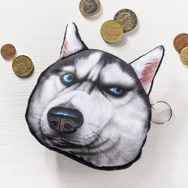 geschenke364-m-nzen-tasche-hund-husky-3d-effekt-12-5x13-cm image 1