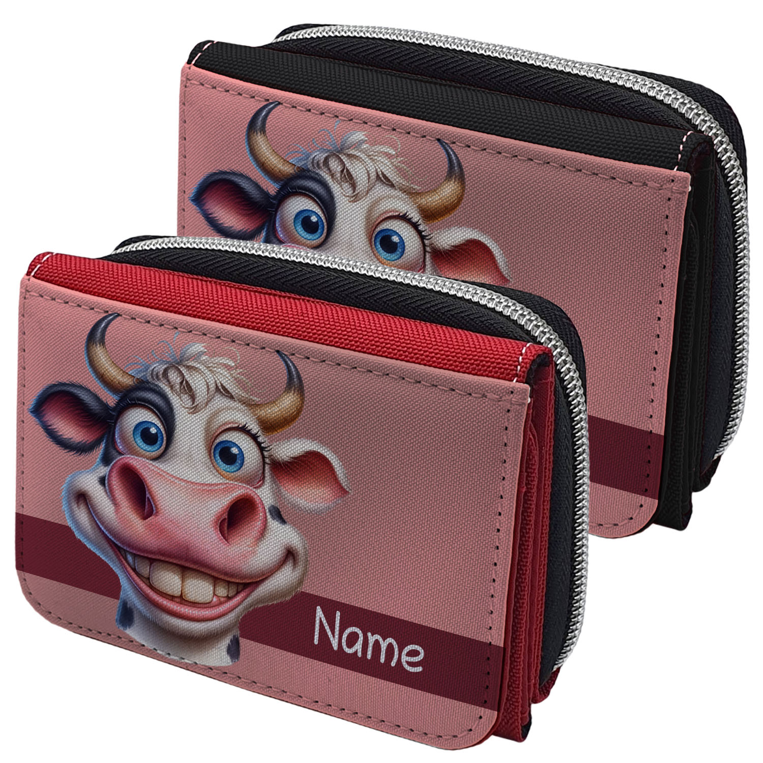 geschenke364-geldbeutel-witzige-kuh-geldb-rse-mit-name-rot image 1