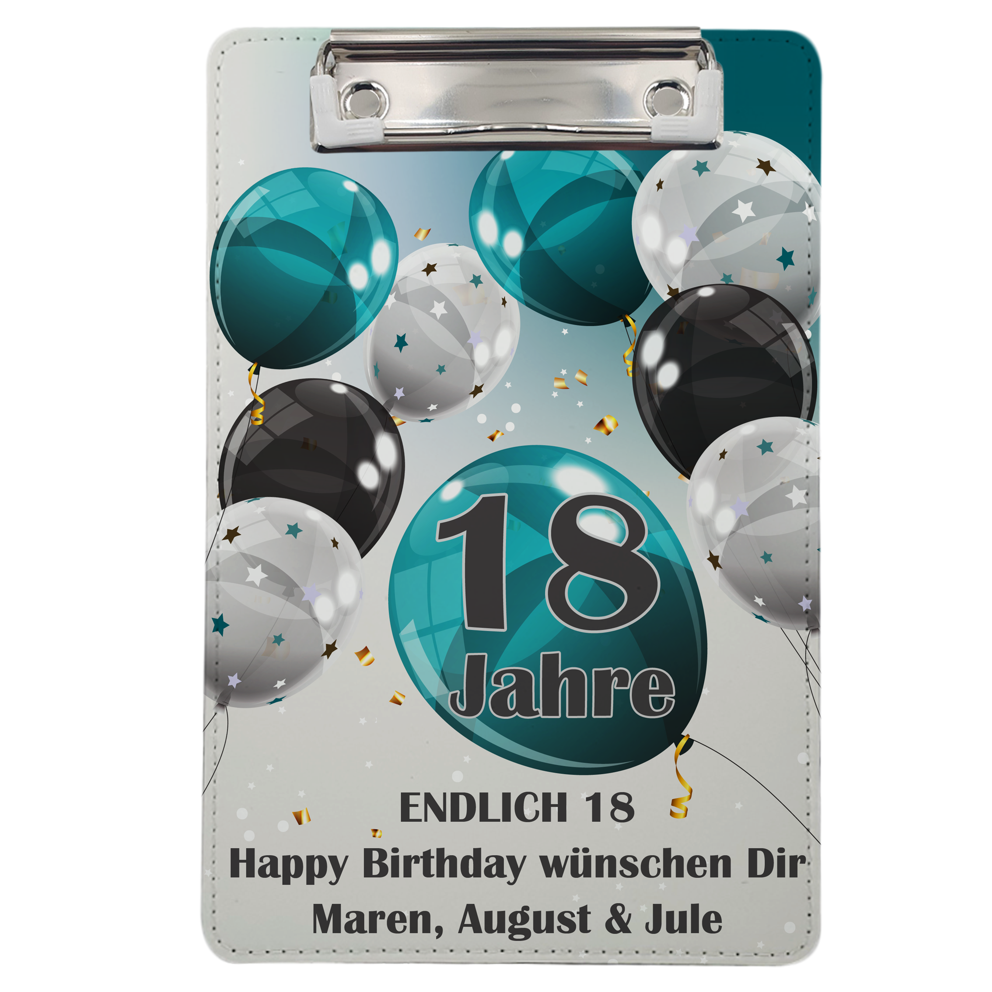 geschenke364-klemmbrett-a5-luftballons-geldgeschenk-geburtstag-zahl image 1