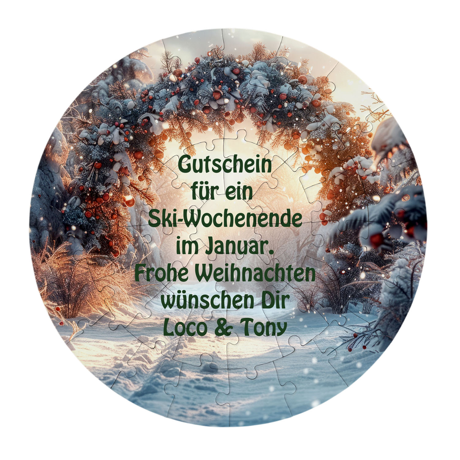 geschenke364-puzzle-rund-wunschtext-winterlandschaft-46-teile image 2