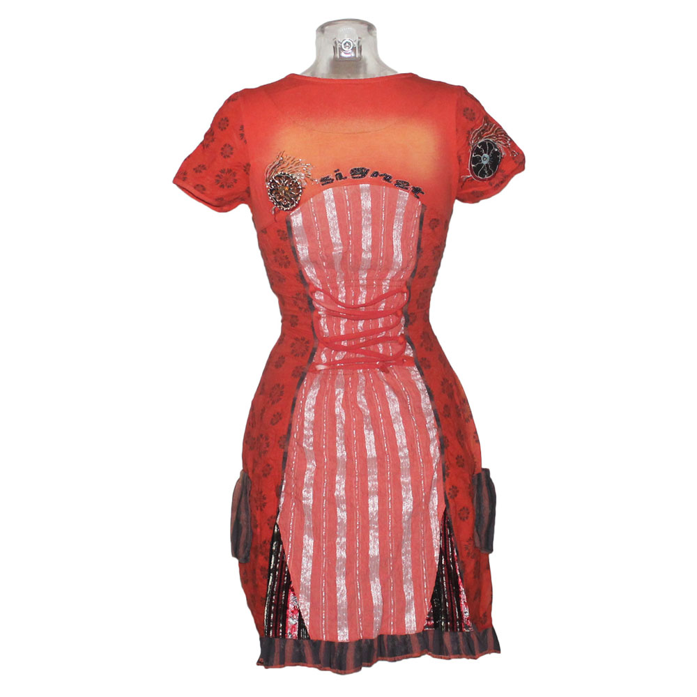 signet-3175-sommerkleid-dirndl-look-orange-stickerei-s-xl image 3
