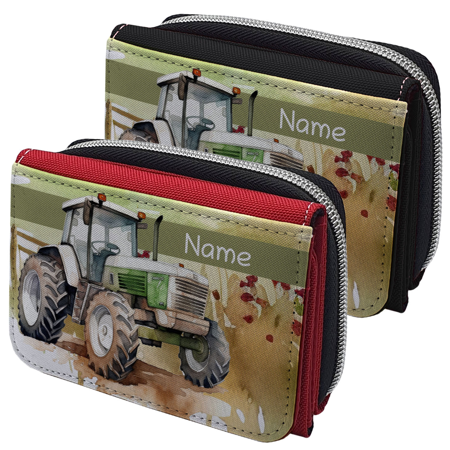 geschenke364-geldbeutel-traktor-mit-name-schwarz-textil-12x8-5 image 1